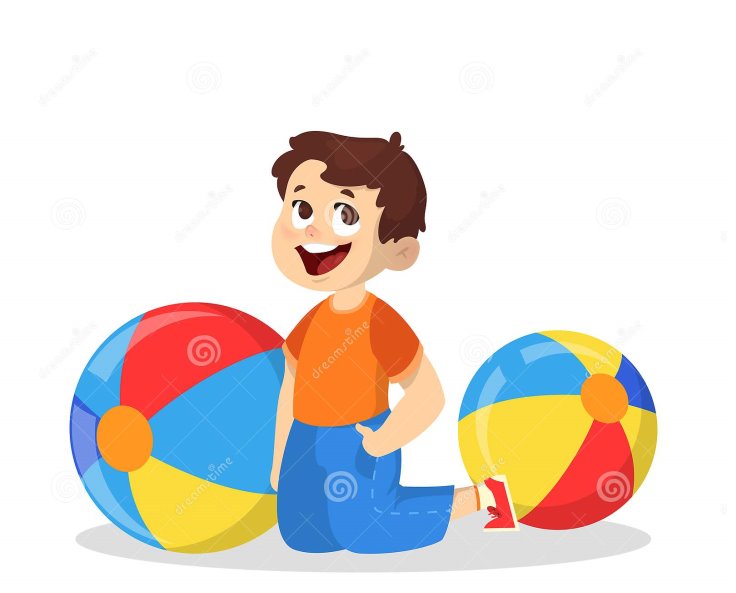 Kid and Ball. Learning Preposition Concept. Boy between Stock Vector -  Illustration of friend, ball: 156001980